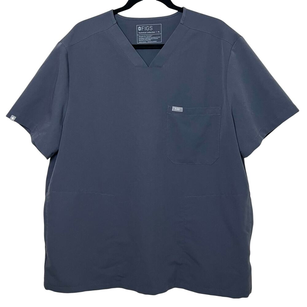 Figs Men's 3-Pocket Scrubs Top Charcoal Gray Size XL Medical Healthcare Uniform